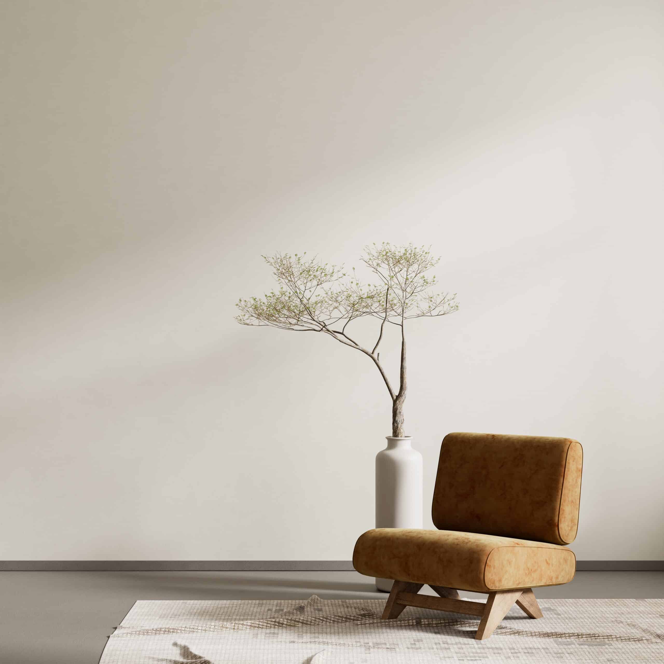 chair in room with plant